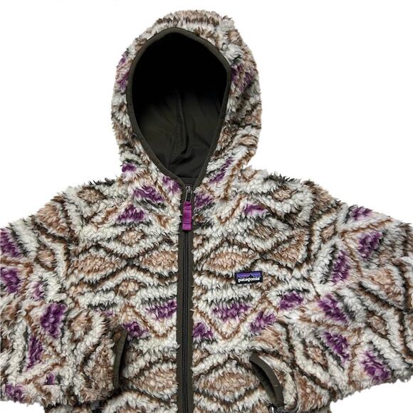 Patagonia Deep Pile Aztec Geometric Fleece Zip Sweater Jacket Womens XS - Picture 3 of 5